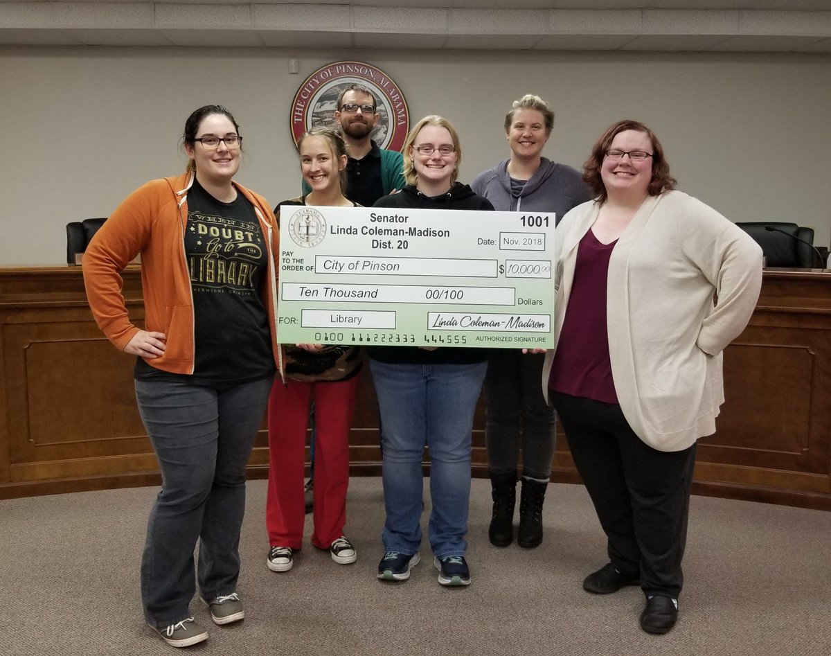 PinsonLibrary's tweet image. We would like to say THANK YOU to Alabama State Senator Linda Coleman-Madison for her generous donation to our new library building project! Our staff, city, &amp;amp; community appreciate your commitment to improving libraries in Jefferson county!