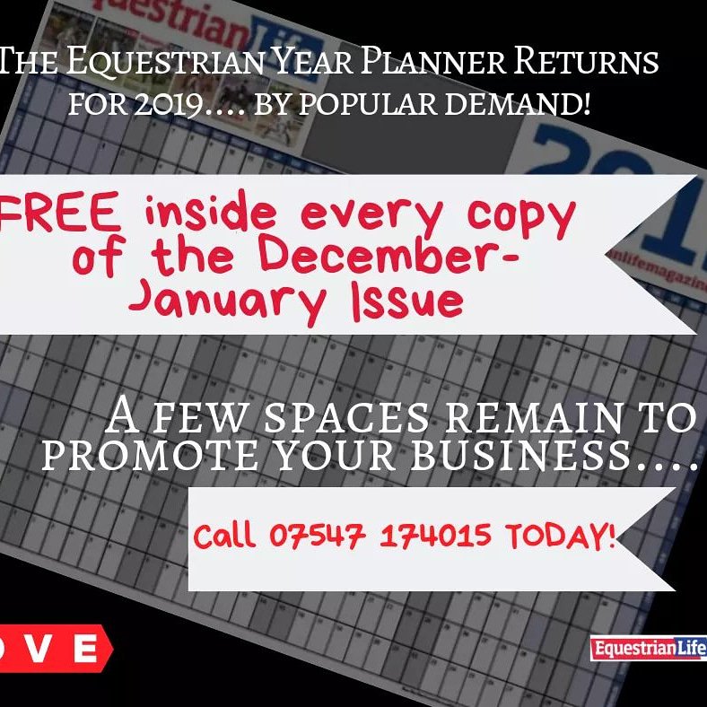 Want to be part of the year planner for 2019? DM us or call the number shown for more info.#horsehour #tacktalktuesday #eventinghour #ponyhour #TheDressageHour #TheRiderHour #ShowJumpingHour #TackRoomFriday #HorseChatHour #equinehour #horsebloggers #247equestrian #247dressage