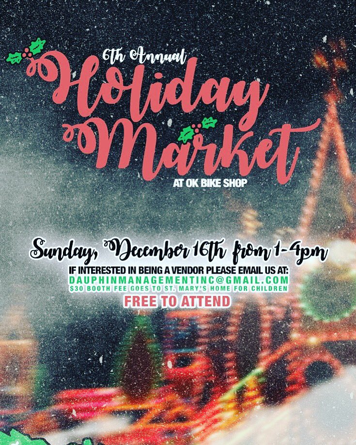 Reminder about our 6th Annual Holiday Market Dec 16th