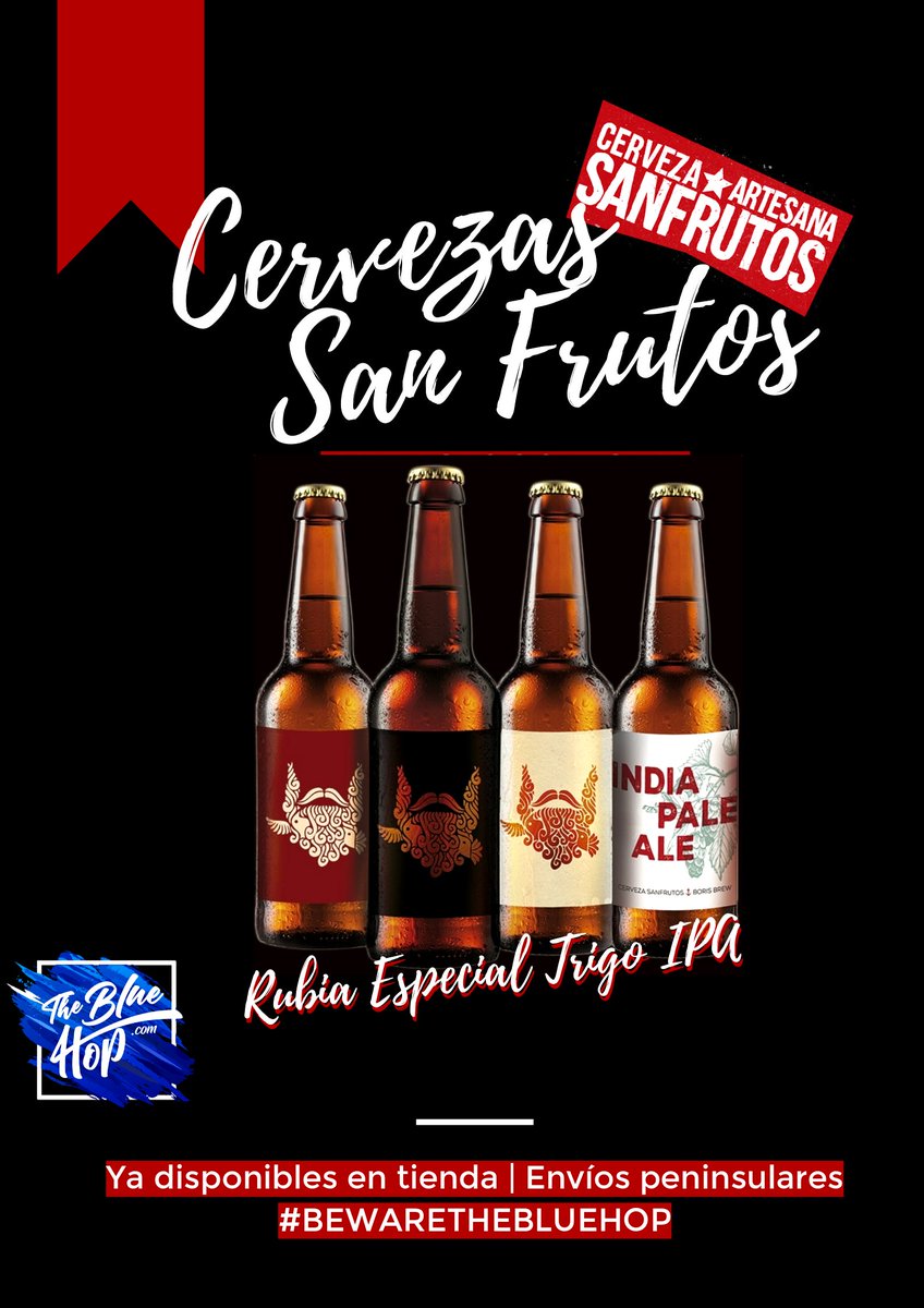 thebluehop's tweet photo. ¡En #TheBlueHop le damos la bienvenida a @CerveSanFrutos!
Estos brewers traen 4 recetas magistrales, ¡ya disponibles en nuestro catálogo!
👩🏼 Rubia
🎩 Especial
🌾 Trigo
🌳 IPA
https://t.co/n5aAycr5cM
10% DESCUENTO en todas sus variedades: Código 'SANFRUTOS10'
#BewareTheBlueHop https://t.co/jW6bP7GEps