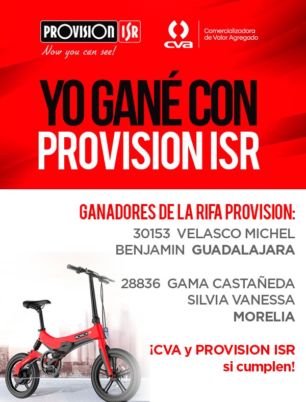 GrupoCVA1's tweet photo. ¡Conoce a los #Ganadores con @ProvisionIsrMX!
🎊🎊🎊🤩🤩🚴‍♂️🚴‍♀️
#ProvisionISRsíCumple
#SóloConCVA https://t.co/f20ZvCUDni