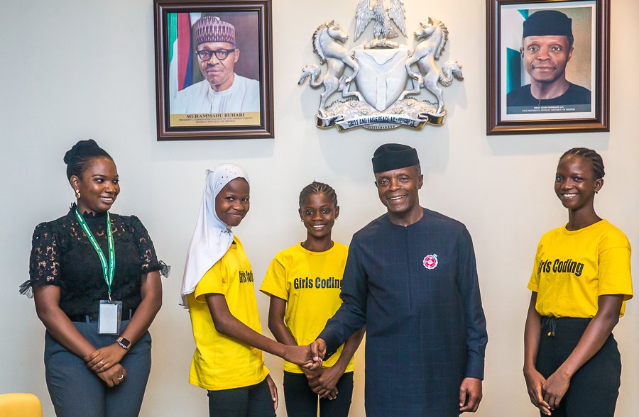 NigeriaGov's tweet image. PHOTOS:

Today at the State House in Abuja, Vice President @ProfOsinbajo received a delegation from Pearl Africa Foundation, who teaches young girls coding and technology in Lagos. #AsoVillaToday