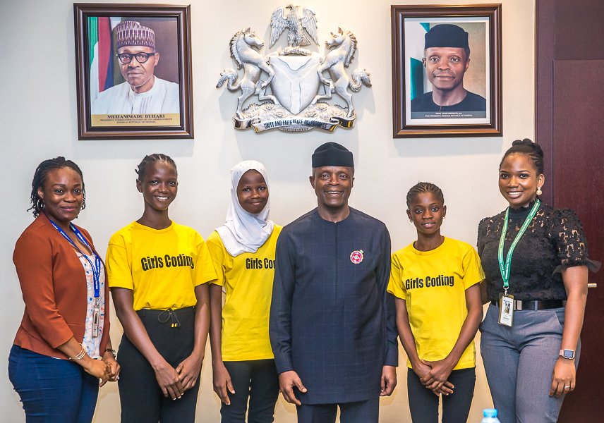 NigeriaGov's tweet image. PHOTOS:

Today at the State House in Abuja, Vice President @ProfOsinbajo received a delegation from Pearl Africa Foundation, who teaches young girls coding and technology in Lagos. #AsoVillaToday