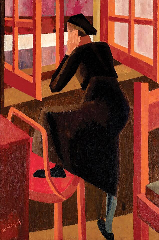 At the Window, 1919
by David Bomberg 
(UK, 1890-1957)
#Vorticism #Cubism #Futurism #DavidBomberg