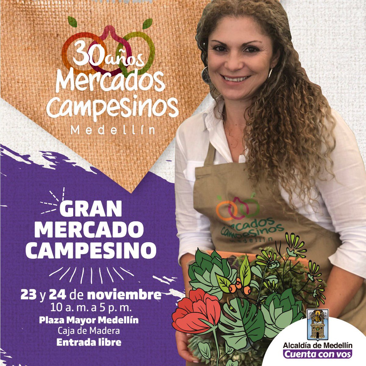 acimedellin's tweet photo. Los próximos sábado y domingo se realizará en Caja de Madera de @plazamayormed el Gran Mercado Campesino @AlcaldiadeMed, conmemorando sus 30 años. ¡No te la pierdas! Entrada libre 🎟 https://t.co/4l9m40w04t