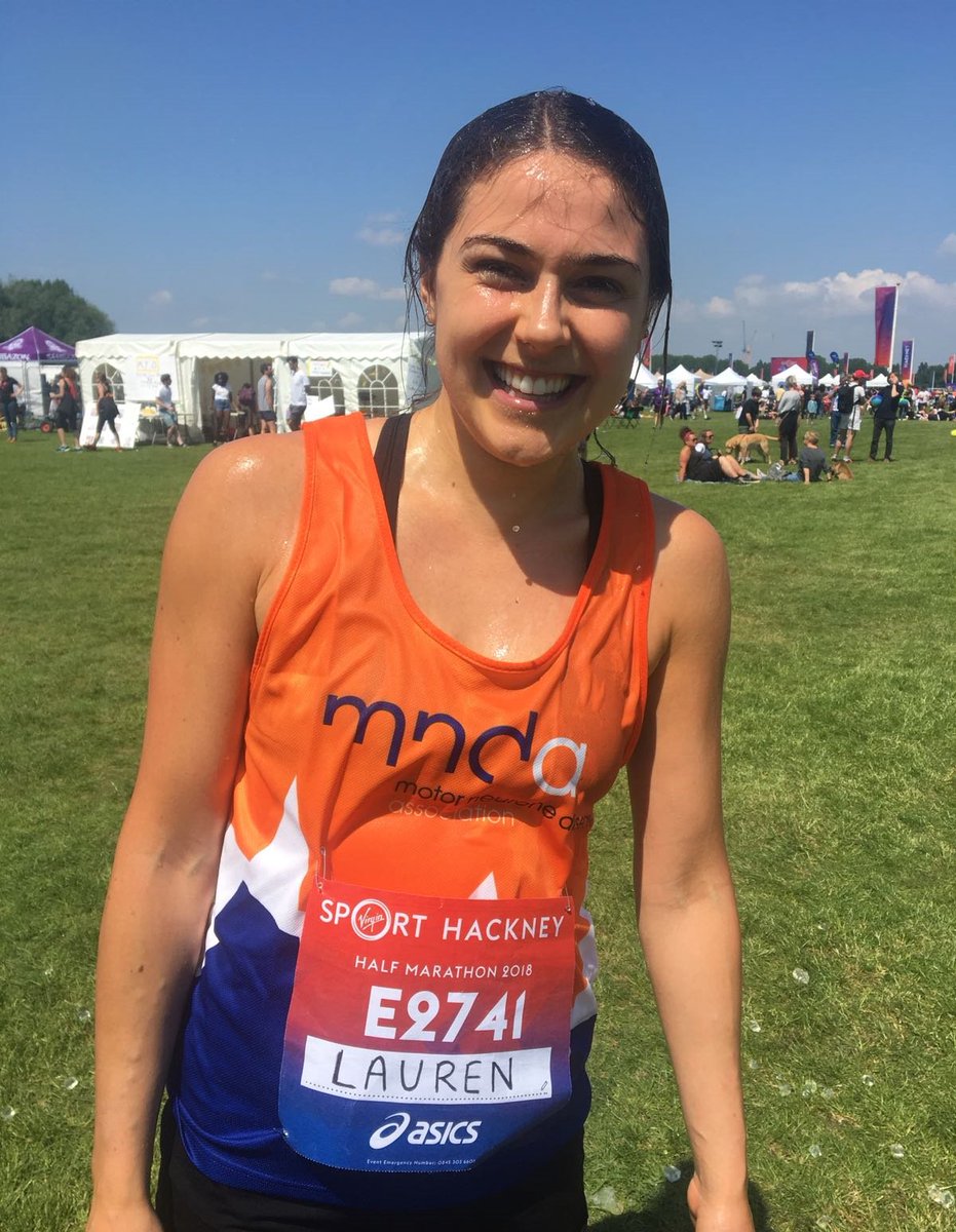 Big thank you to Lauren who completed the Hackney Half, in honour of her Mum, on just 6 days notice. Not only that but after every 4 miles, Lauren's would complete an Ice Bucket Challenge ❄ she's raised nearly £700! #TeamMND