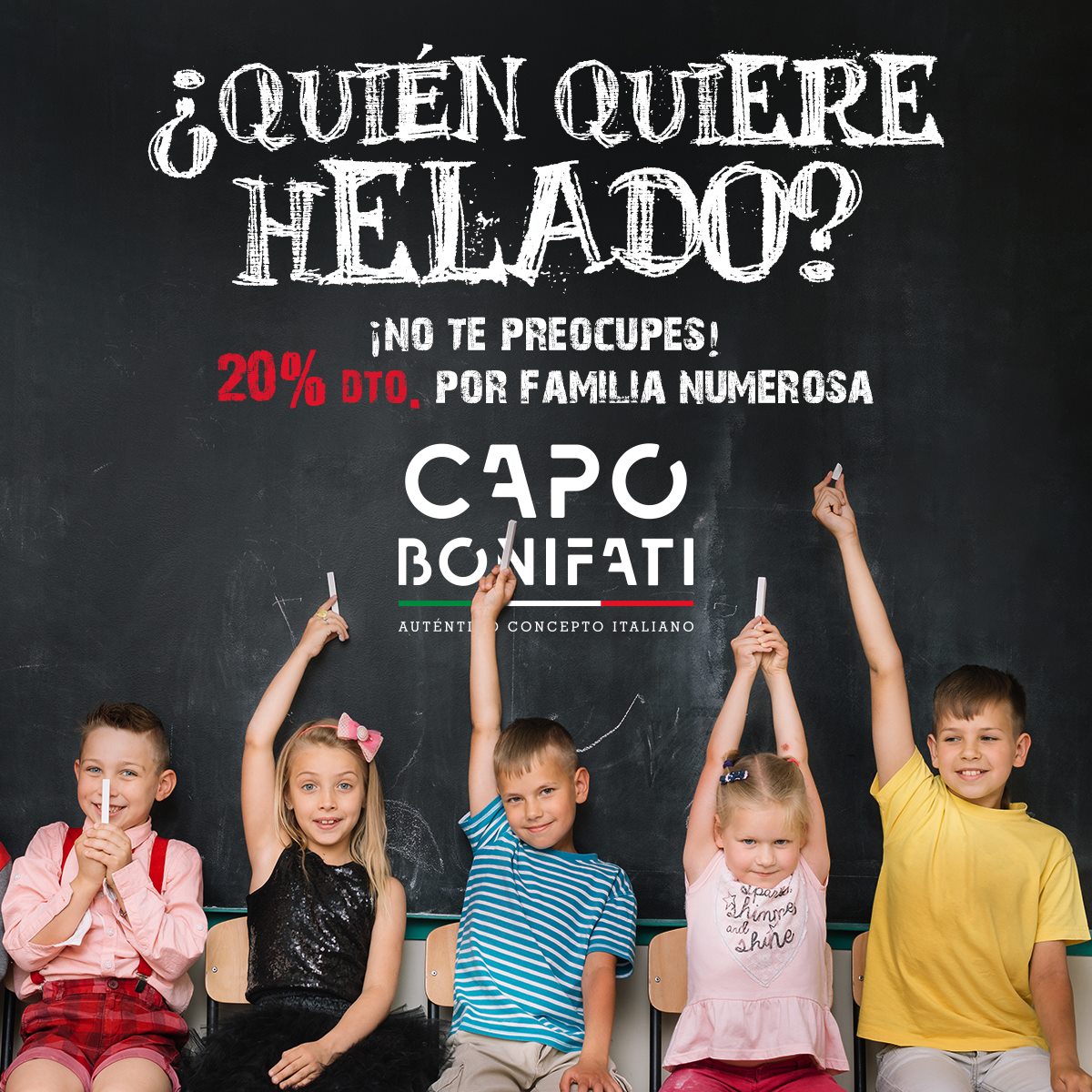 CapoBonifati's tweet photo. En Capo Bonifati queremos que disfrutéis en familia✨
Por eso si presentáis vuestro carnet de #FamiliaNumerosa, tendréis un ➡20% DE DESCUENTO⬅ en nuestros helados 100% italianos 🍦🙌
Y es que...¿hay mejor plan que disfrutar de un gran día en en buena compañía?💚⚪❤ https://t.co/Tn8fwF8COA