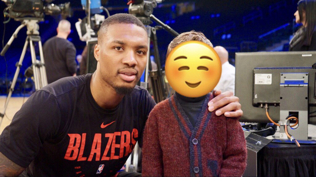 delanceyplank's tweet photo. Filmed a little boy with cancer’s trip to MSG to watch the Knick’s last night. @Dame_Lillard was the only player who took time to talk to him and take pictures. And he was on the opposing team! @trailblazers !! #OregonPride https://t.co/VleLNODn38