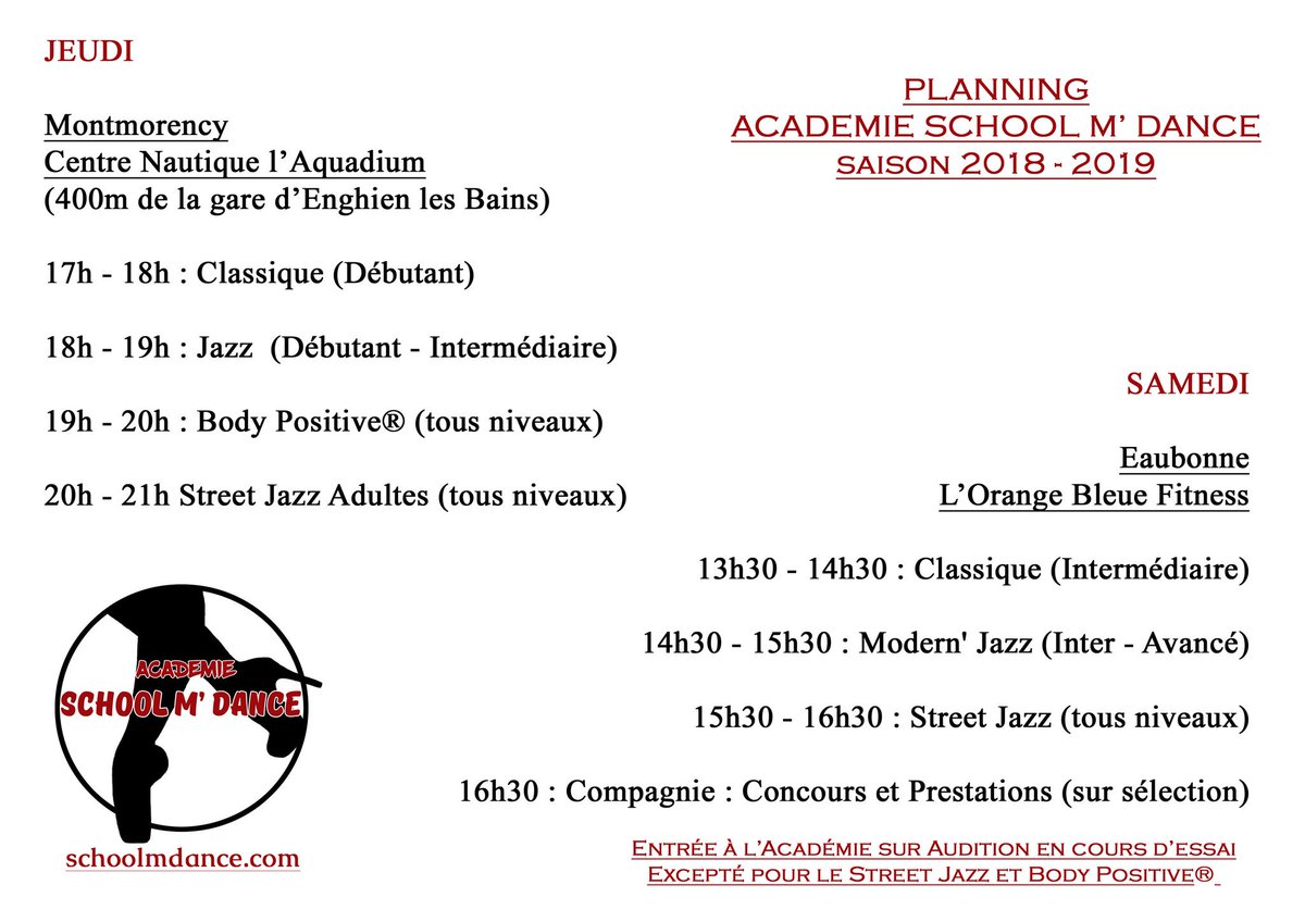 SchoolMDance's tweet photo. Planning de l'Académie School M' Dance
https://t.co/umtDH2PzOG https://t.co/nJmrqfkhLo