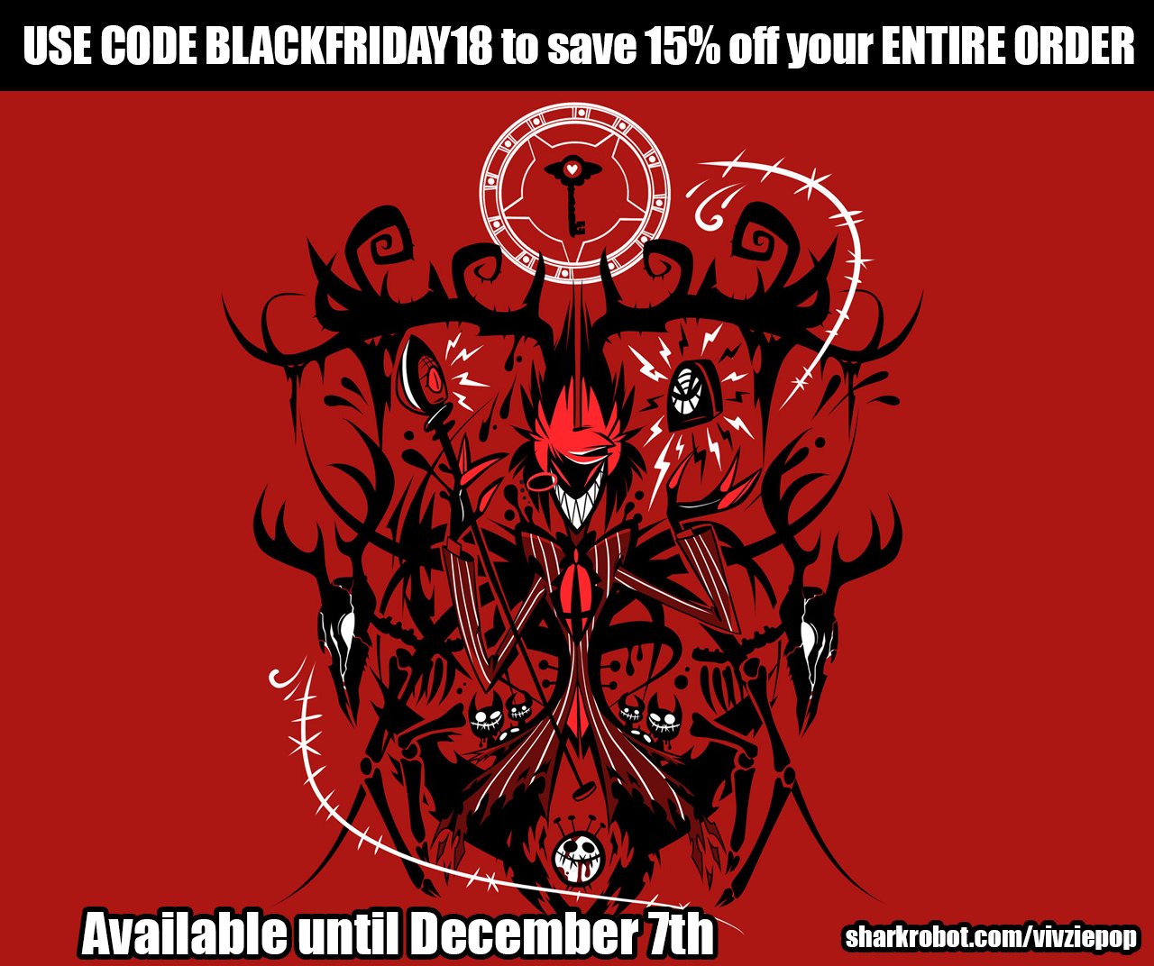 Hazbin Hotel + Helluva Boss UPDATES on Twitter: "5 DAYS to save off your entire order of Hazbin Hotel products with coupon code BLACKFRIDAY18, including the "The Radio Demon" t-shirt