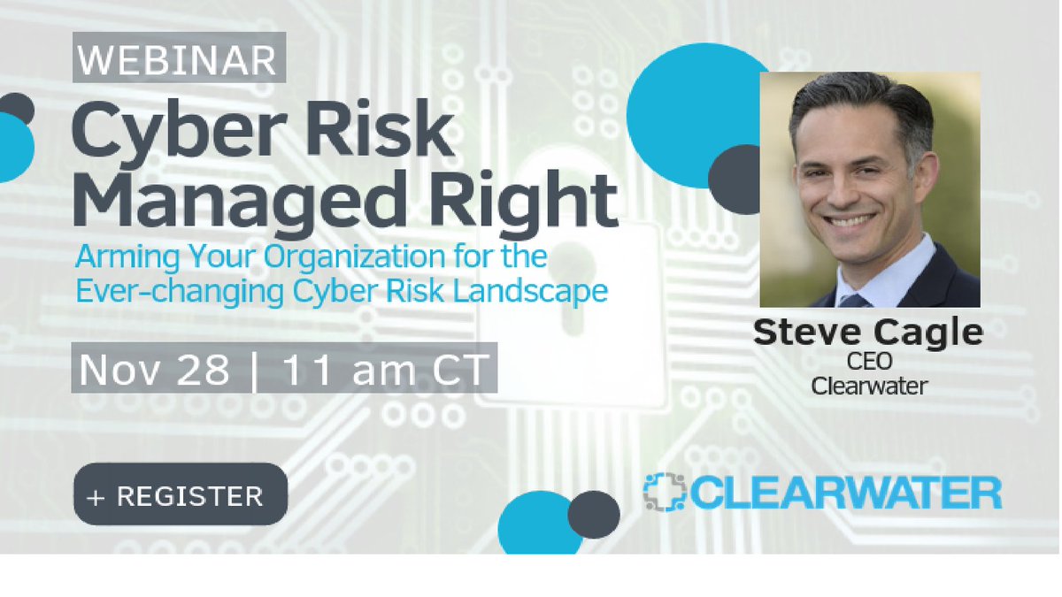 SteveCagle1's tweet photo. Find it challenging to discuss #cyberrisk with your Board or C-Suite in terms they understand? Are you a #Healthcare Executive that wants to understand cyber risk management from a business perspective ATTEND MY WEBINAR next week. https://t.co/5yRF6GILYV #cybersecurity https://t.co/Pl4v6ShAYL
