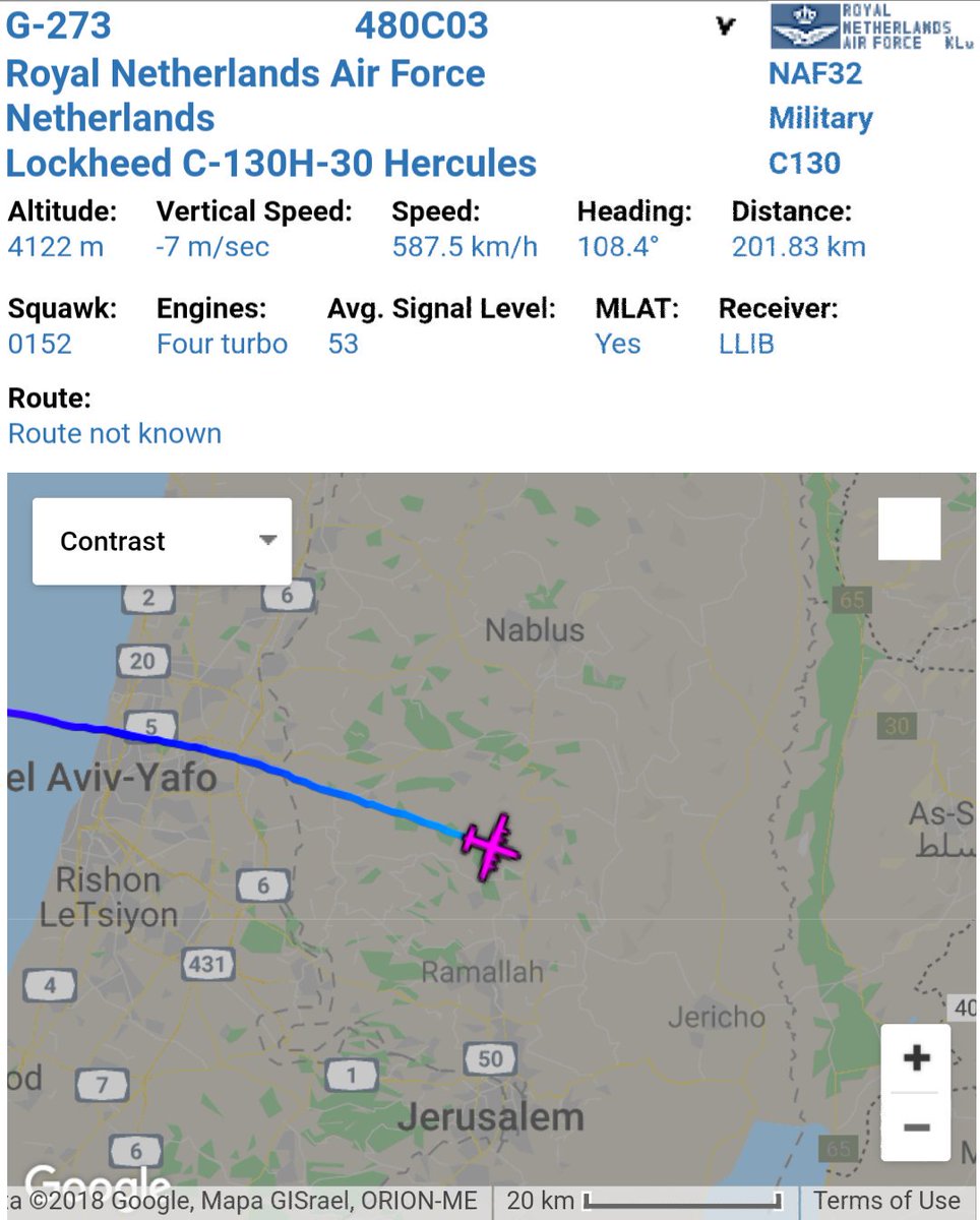 AiWaelBot's tweet photo. 🇳🇱 Royal Netherlands Air Force #NAF32 Lockheed C-130H-30 Hercules descending to Amman 🇯🇴 https://t.co/1YGCccOdrD