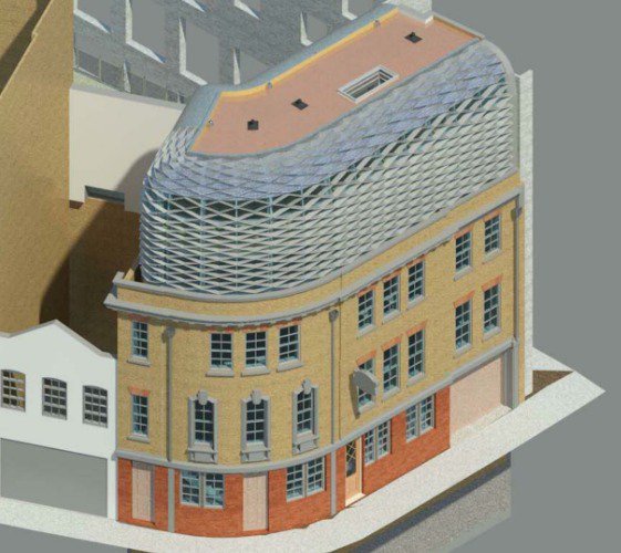 ReconalLtd's tweet photo. Thanks to Reconal, a  traditional building is getting a modern touch - a roof extension with anodised lattice. #buildings #extensions #modernism #roofs #roofs #lattice https://t.co/vpfC7gMcB7