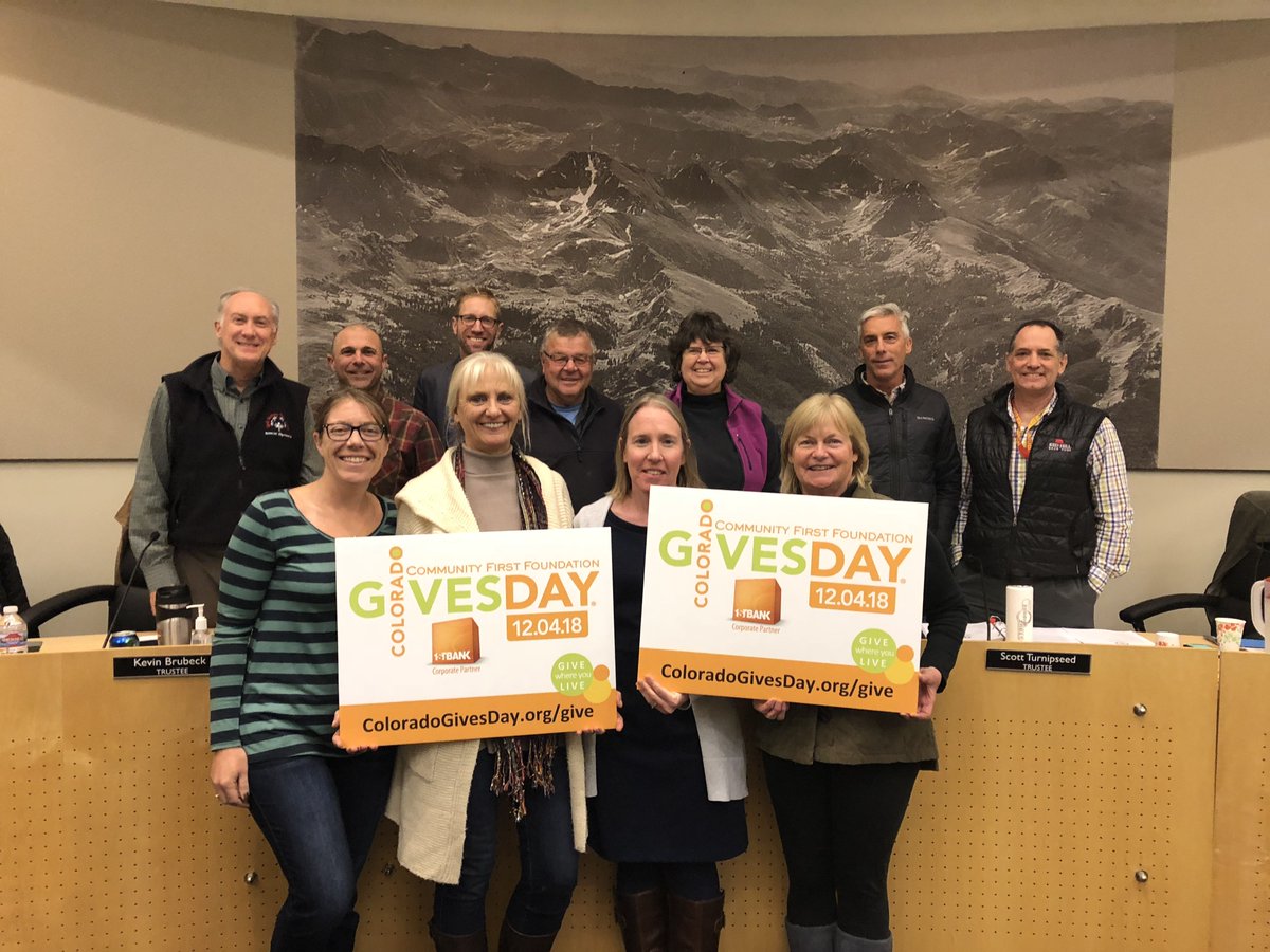 Thank you <a href="/TownofEagleCO/">Town of Eagle, CO</a> for proclaiming December 4, 2018 as #COGivesDay! We appreciate your support of Eagle County nonprofits. Nonprofit representatives attended from <a href="/BrightFutureEC/">BrightFutureEC</a>, <a href="/CCDenver_CO/">Catholic Charities</a> (Western Slope), <a href="/LiteracyProj/">The Literacy Project</a>, SpeakUp ReachOut, <a href="/GSColo/">Girl Scouts of Colo.</a> and <a href="/RedRibbonProj/">Red Ribbon Project</a>