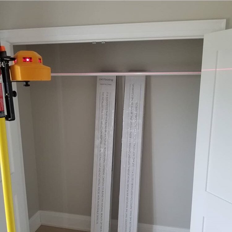 PLSLaser's tweet photo. “The #PLSlaser came in handy hanging the rail hardware, finished off the closet rods while I had the laser set up.” — Merrill Building Group https://t.co/Zm1wBXdpFh