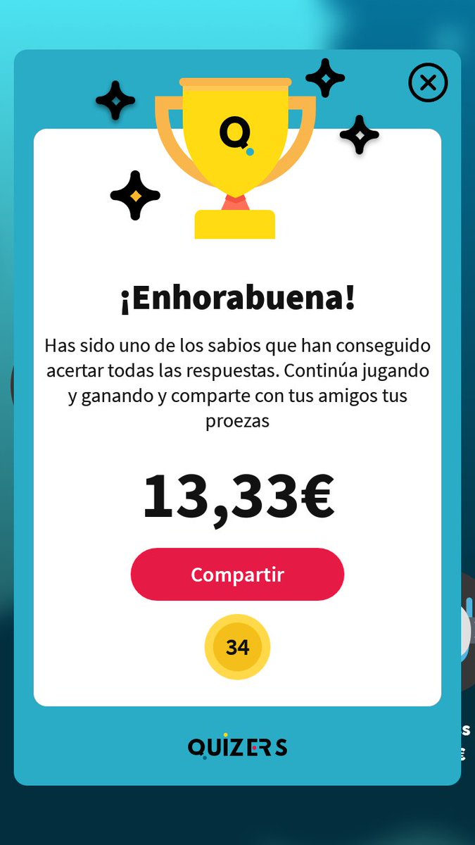 Carlos_PSPLBRA's tweet photo. Victoria en Quizers hoy! Solo 6 ganadores, que nos repartimos 13,33€ cada uno.
Os recomiendo a todos la app Quizers. Con mi código "milinko" nos dan una vida extra a los dos. Y es gratuita!
https://t.co/Uq8GEnRu6f
#quizers @QuizersLive https://t.co/Kp1T2F8rLo