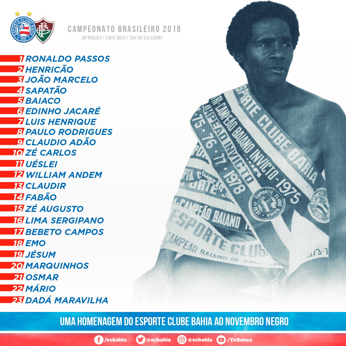 Homenagem  Notícias Esporte Clube Bahia