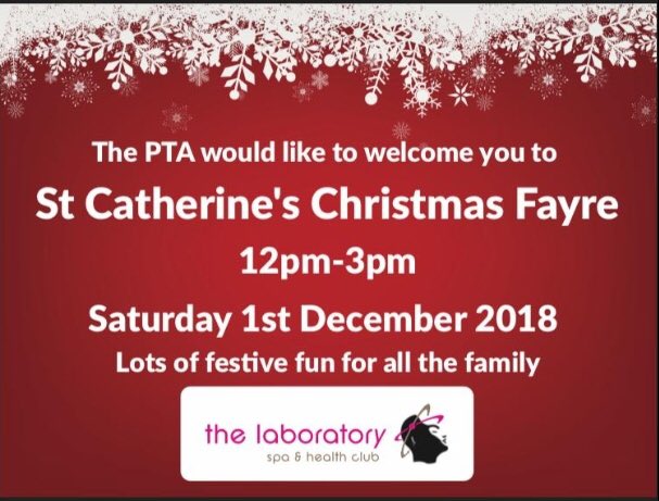 stcatspta's tweet photo. As the countdown to the St Catherine’s Christmas Fayre continues, the elves have been working with one of our amazing sponsors to develop promotional banners. These will be on display soon! We look forward to seeing you on 1st December! #whatthePTAelvesdidnext  @thelabspa https://t.co/zX40LxZ4eO