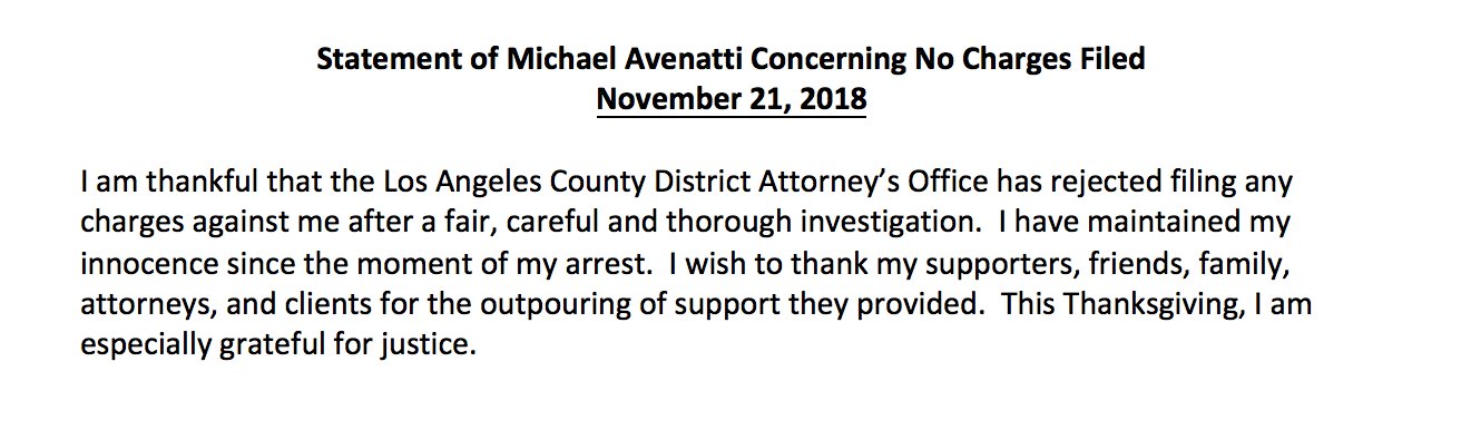 Statement of Michael Avenatti