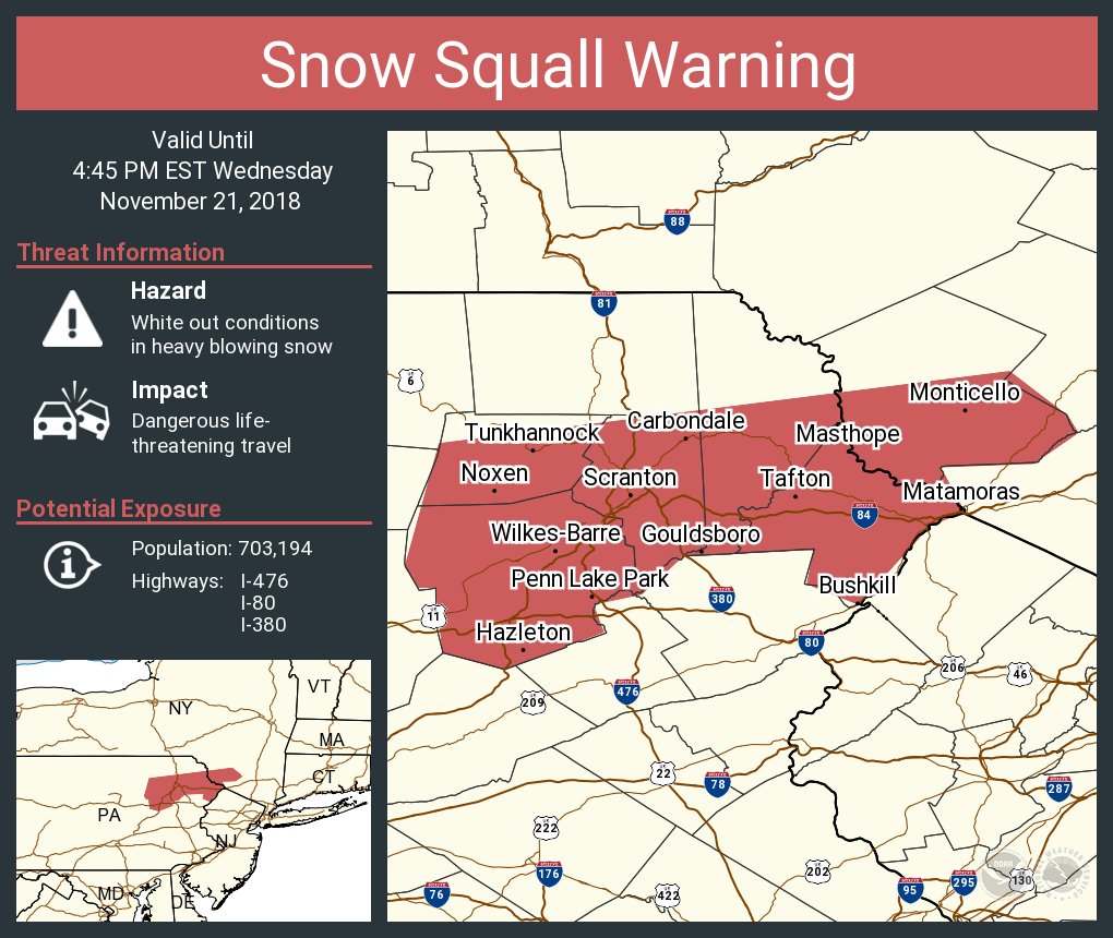 NWS Binghamton on Twitter "A snow squall warning is in effect until 4