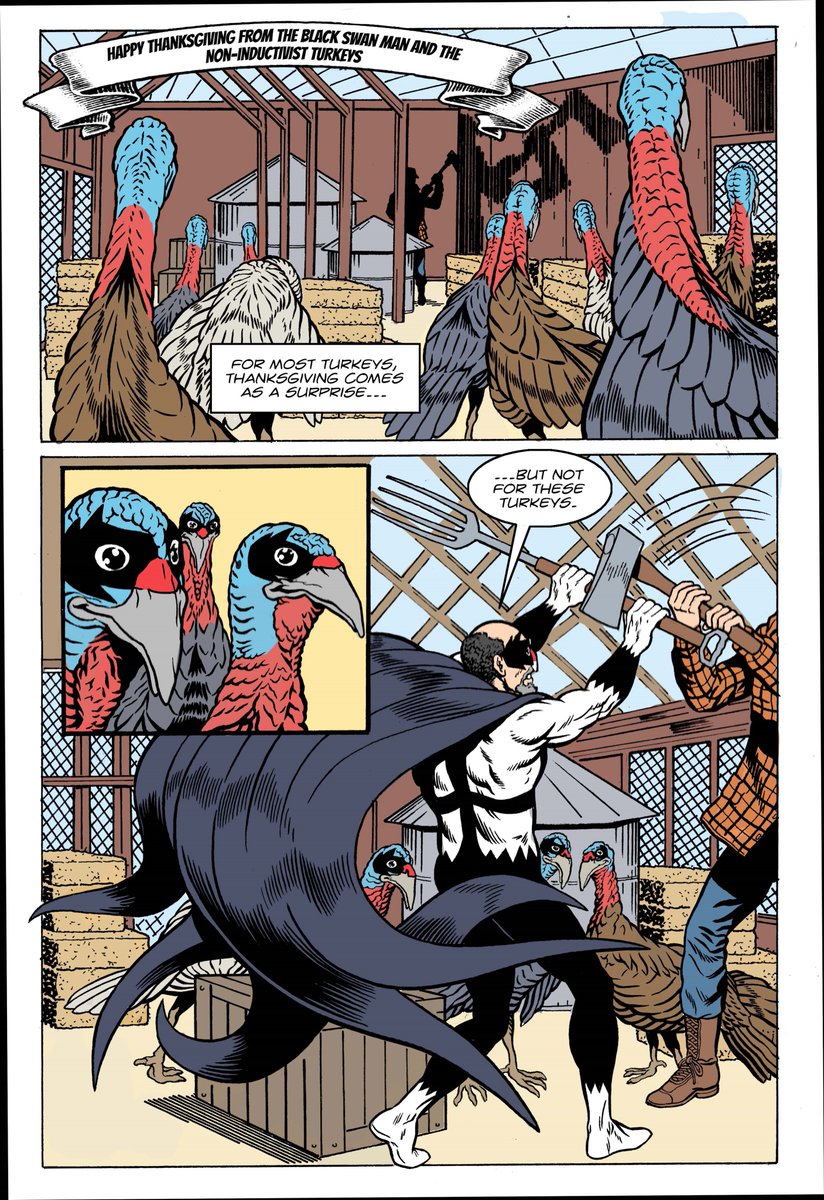 black_swan_man's tweet photo. A Happy Thanksgiving from the Black Swan Man and the Non-Inductivist Turkeys #blackswanman #theblackswanman #theblackswan #bertrandrussell #problemofinduction https://t.co/fYZX1a0Gn9