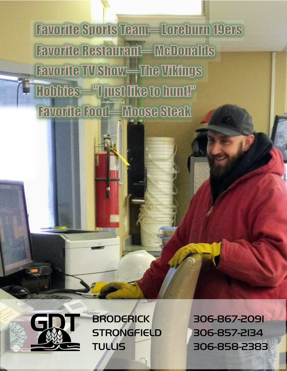 GDTerminal's tweet image. Beau Knutson has advanced through a few roles since his start with #GDTStrongfield 16 years ago, initially as a Facility Assisitant, advancing to Cleaner Operator, and to his current position as ASSISTANT GRAIN OPERATIONS MANAGER @GDTerminal