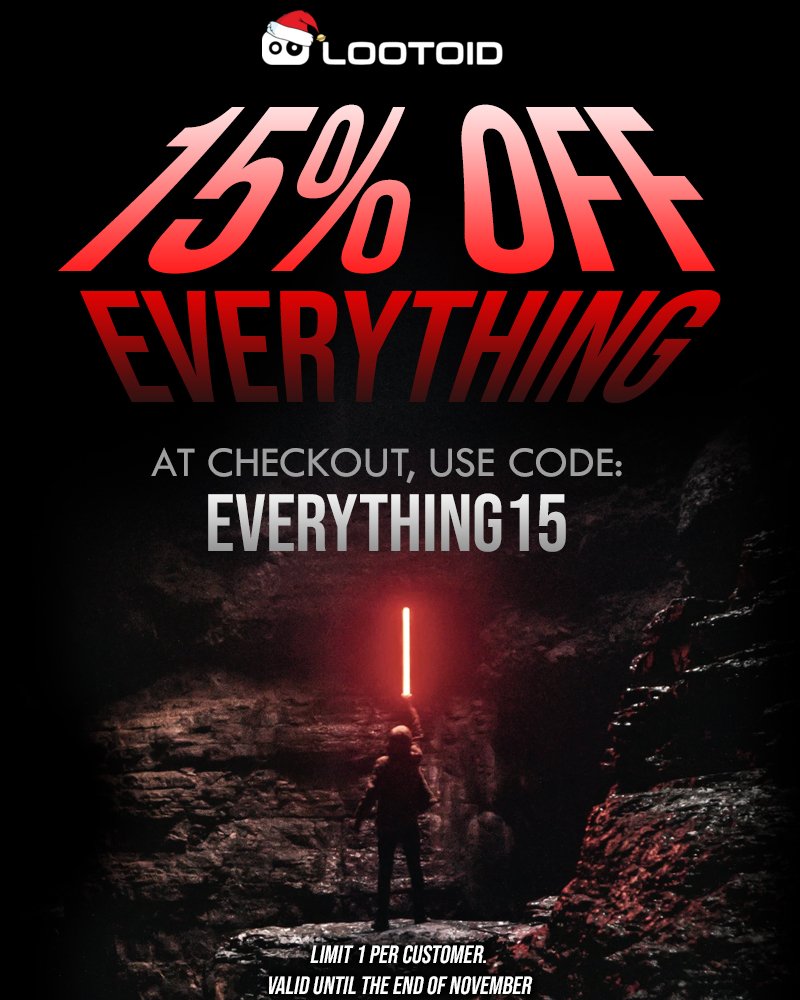 Lootoid's tweet photo. BLACK FRIDAY is among us, and we got sales! 🤑 Get 15% off everything in the store! Use Code: EVERYTHING15 at checkout 🔥 https://t.co/eI4ALDydT8 https://t.co/tojw8W1oh0