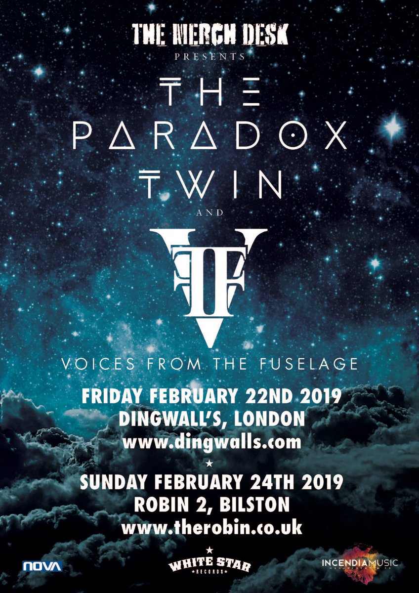 White Star Records (@whitestarrecord) on Twitter photo It’s the White Star showcase gigs featuring Voices From The Fuselage <a href="/VFTF/">Voices From The Fuselage</a> & <a href="/TheParadoxTwin_/">The Paradox Twin</a> Live at <a href="/Robin2Music/">Robin Kivett</a> and <a href="/DingwallsLive/">Dingwalls</a> It’s the White Star showcase gigs featuring Voices From The Fuselage <a href="/VFTF/">Voices From The Fuselage</a> & <a href="/TheParadoxTwin_/">The Paradox Twin</a> Live at <a href="/Robin2Music/">Robin Kivett</a> and <a href="/DingwallsLive/">Dingwalls</a>