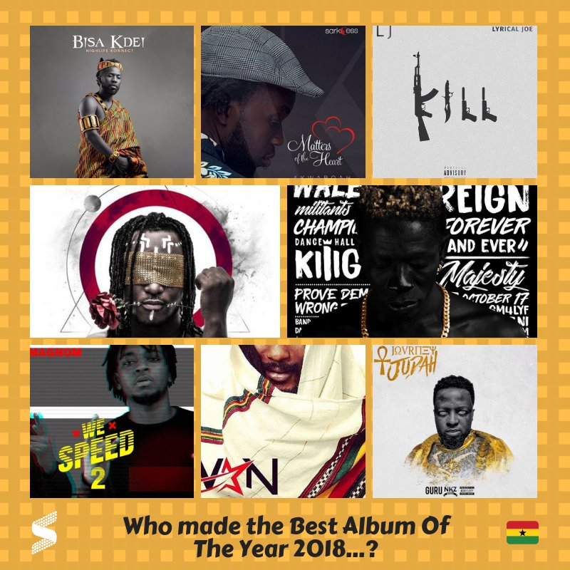 SOUNDCITYtv's tweet photo. Chale!
Who made the dopest body of work from Ghana in the year 2018?
➡️ https://t.co/95URYsxudq
#Ghana
#BestOf2018
#SoundcityList18 https://t.co/jxRvz9NZZN