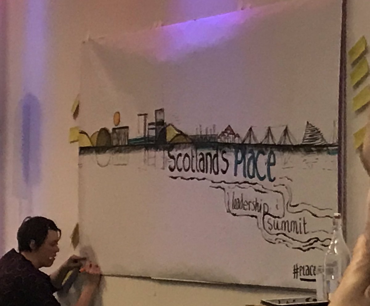 acalder20's tweet photo. Before & after visuals of the conversations from today’s leadership #PlaceSummit by the very talented @LidnaStitt Great energy, networking & learning about #place #people #progress across Scotland! @corrascot @ScotlandsTowns @scotgov https://t.co/bNpRE6wwyA