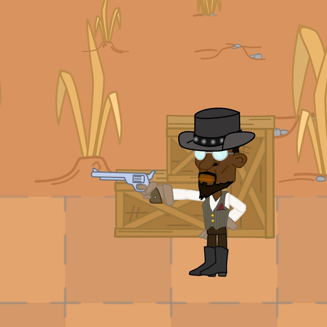 I think that there's no need to introduce inspiration behind this one I've made. 😎 
Is there bigger badass than #django on the wild west? #wildwest #game #indiegame #gamedev #gamers #RedDeadRdemption2 #western #cartoon  #affinitydesigner