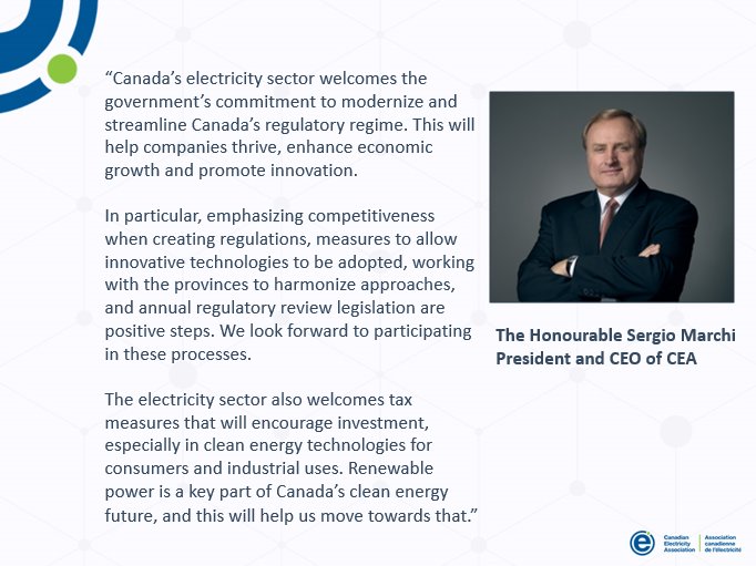 Electricity_CA's tweet photo. CEA's President and CEO Sergio Marchi speaks on the Fall Economic Statement: #InvestingInMiddleClassJobs #FES2018 https://t.co/fk7XHqpvyY