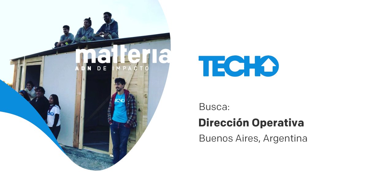 #BsAs #Argentina #ADNdeimpacto
Liderazgo + Ejecución operativa + Motivación por construir una sociedad justa y sin pobreza.
<a href="/TECHOarg/">TECHO Argentina</a> busca: Dirección Operativa vía <a href="/matteria_/">matteria</a> 
Detalles y postulaciones: goo.gl/tKfQNX