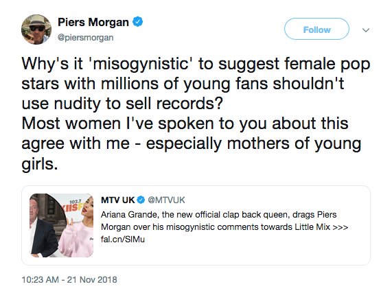 AJ+ Twitter: "Ariana Grande called out Piers for British group Little Mix uses "sex to sell records." 🔥 https://t.co/HzCHkj6HRa" / Twitter