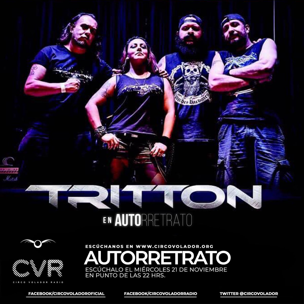 circovolador's tweet image. En #Autorretrato tenemos a #Tritton banda de Heavy Metal mexicano, no te lo pierdas...Escúchalos a las 10 pm en circovolador.org