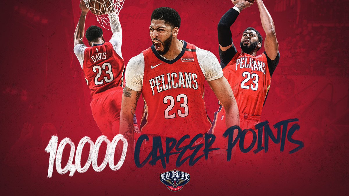 PelicansNBA's tweet photo. 💯x 💯= @AntDavis23
Congratulations on scoring 10,000 career points, AD! #AD4MVP #doitBIG https://t.co/6uyX3Yf4AR