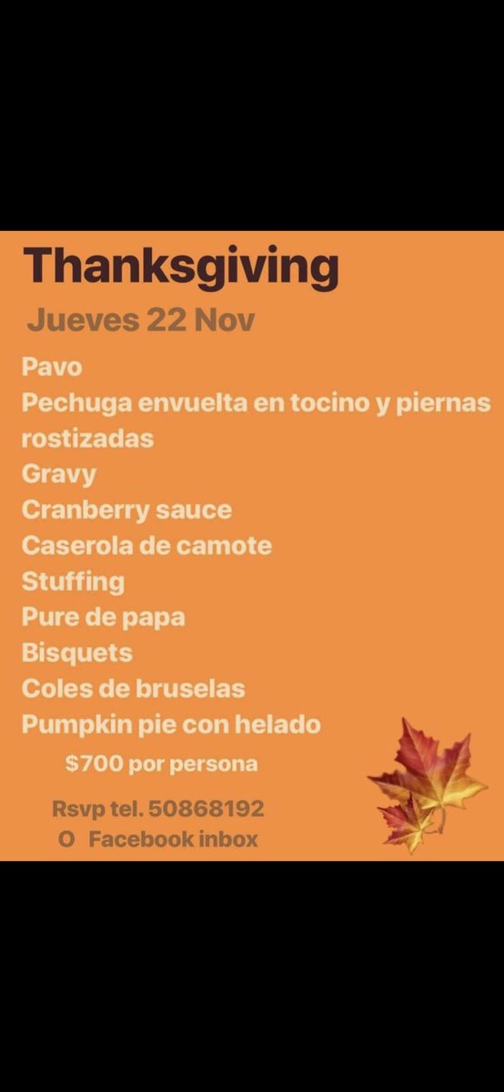 No se pierdan nuestra cena de Thanksgiving