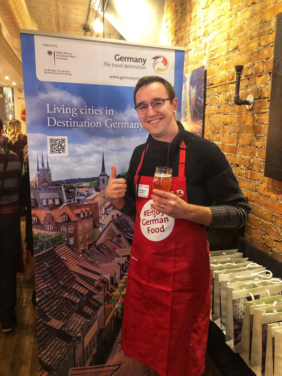 travelingmitch's tweet photo. Thrilled to be learning more about how to cook #German #food tonight with @GermanyTourism, @lufthansa, and @BerlinTourism! I think my wife will be too 😂
Can’t wait to #enjoygermanfood and dive into #culinarygermany! https://t.co/M5a2eHmujG