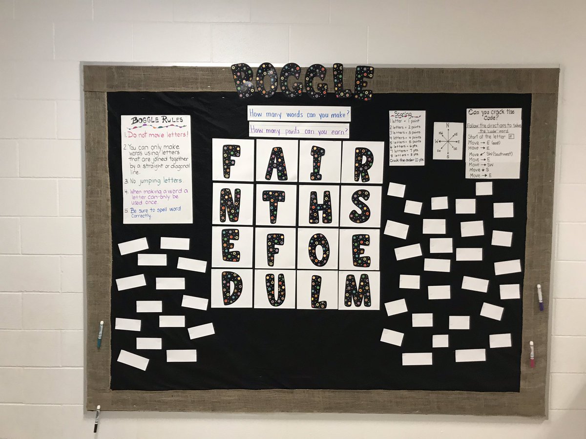 MrsJRoss1's tweet photo. An interactive literacy bulletin board is perfect for the hall for parent teacher conferences. #makingwords #coding #literacy #wordwork #parentconferences #SCCDSB https://t.co/CNtr5TUAnm