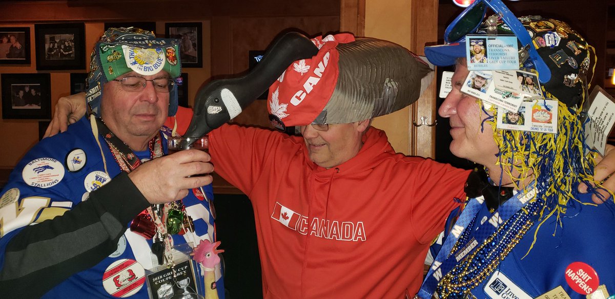The #greycup party people are out and about. Join us, we are Oh Canada House and it's getting busy ✌ #yeg #yegevents