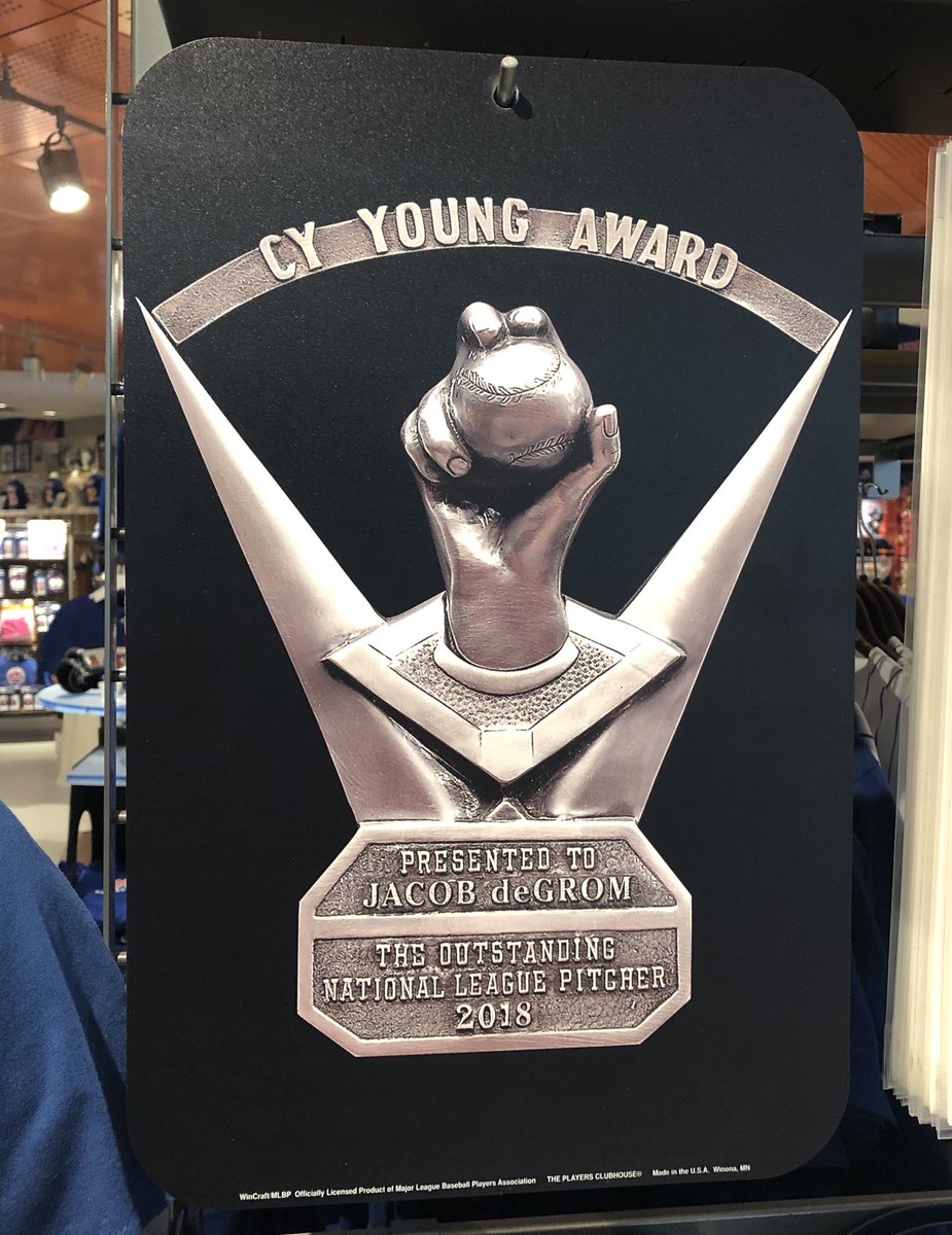 MetsTeamStore's tweet photo. .@JdeGrom19 got his. Now it’s time to get yours! Replica #CyYoung plaques are now available @CitiField. #Mets #deGrom #48forCy https://t.co/YG264sG42M