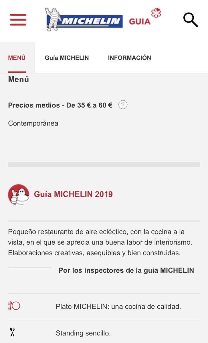 ¡Estamos muy contentos por haber ingresado en la prestigiosa Guía roja! La guía Michelín nos hace un hueco y en poco más de dos años ingresamos como restaurante recomendado. Gracias de 💙 a todos los que lo hacéis posible.
guia.michelin.es/3967726/local-…