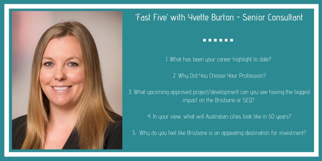 Fast Five with MacroPlan's Yvette Burton - Senior Consultant. Yvette talks all things SEQ developments and why Brisbane is an appealing destination to invest! ow.ly/jIvX30mG9xJ