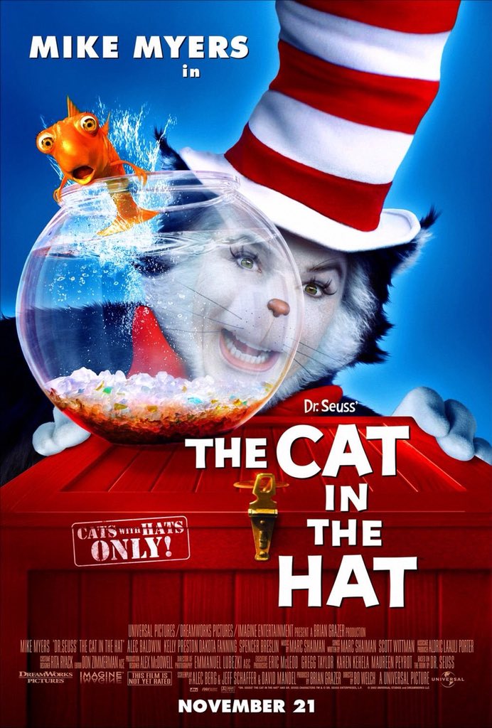 FilmNewsNos's tweet photo. 🎬MOVIE HISTORY: 15 years ago today, November 21, 2003, the movie ‘Dr. Seuss’ The Cat in the Hat’ opened in theaters!
#MikeMyers #SpencerBreslin #DakotaFanning #KellyPreston #AlecBaldwin #AmyHill #SeanHayes #DanielleChuchran #TaylorRice #DrSeuss https://t.co/1c69tZaUbA