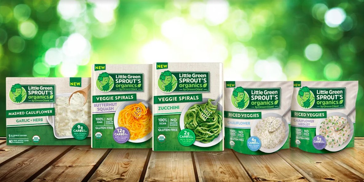 LittleSproutGG's tweet photo. Here are #LittleGreenSprout’s creations! What he picks goes from farm to freezer, then to your table in a flash! See the all-new lineup of #organic veggies: https://t.co/k9wVawS0jU https://t.co/GW4X9zE3Mv