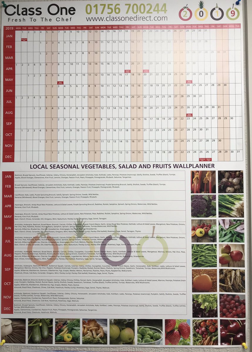 2019 Seasonal Wall Planners are now available! Watch out for yours in your deliveries or give us a call and we will drop one off. A great tool for all the best produce information throughout the year #chef