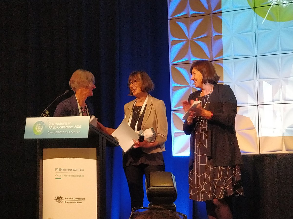 Pregnancy_au's tweet photo. Big congratulations to @SueMiers1 for being the inaugural winner of the Sue Miers life time achievement award in #FASD Very well earned!
@NOFASDAustralia
#FASD2018perth https://t.co/rAPOvQtz4v