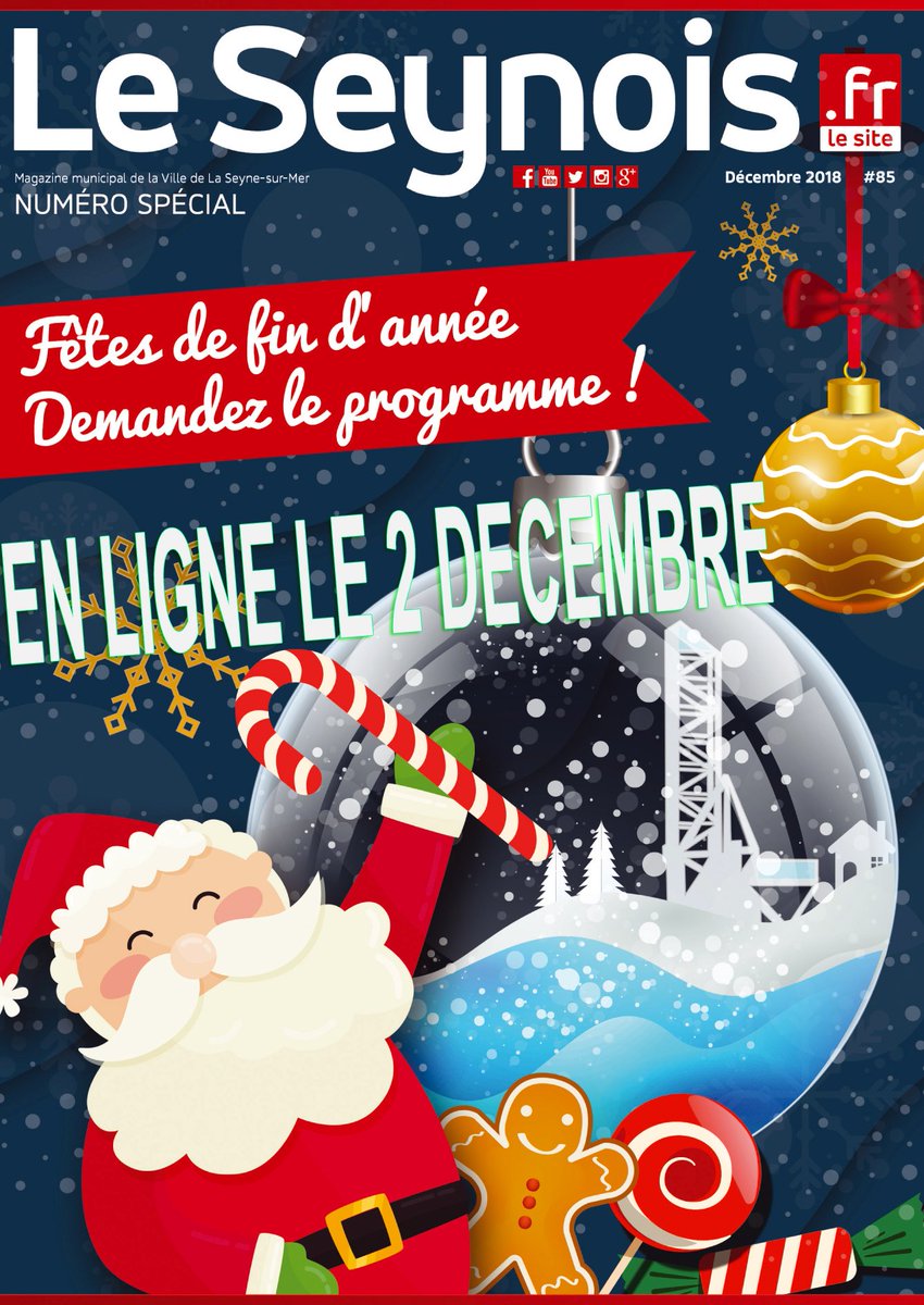 Programme des fêtes de fin d'année #laseynesurmer à paraître dans le mag Le @Magleseynois et en ligne dès le 2 décembre : village gourmand, arrivée du Père Noël, bain de Noël, min-ferme et plein d'autres attractions. @smileinouestvar