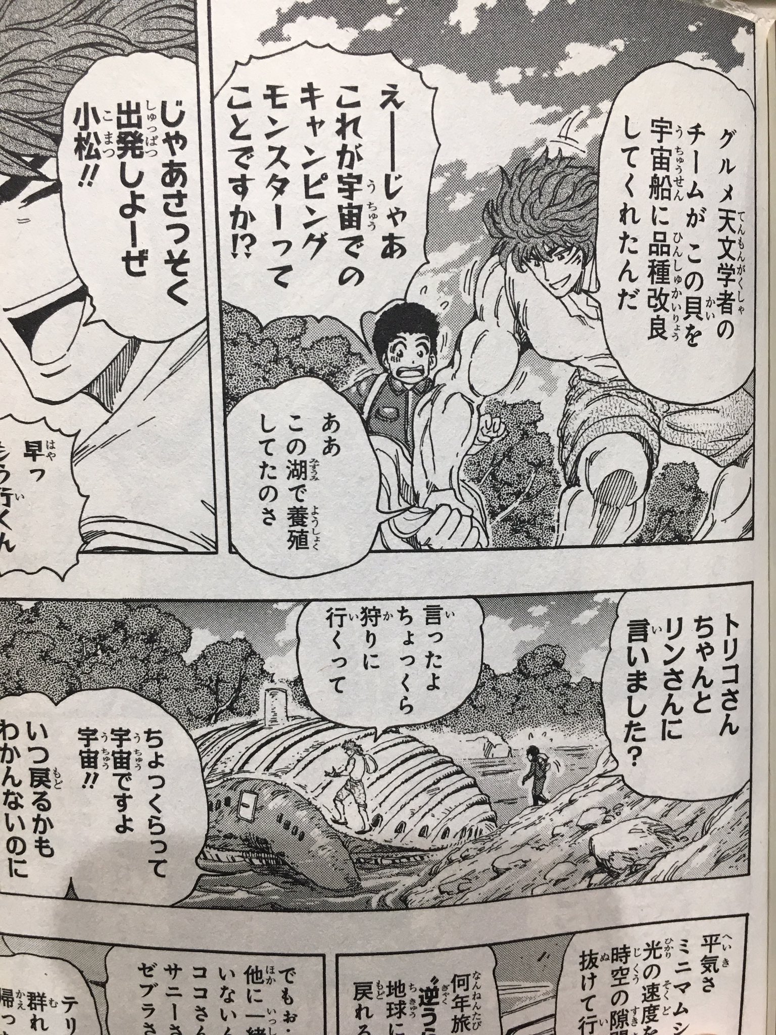 カバさん 結局何が言いたいかと言うと 何回読み直してもトリコは面白いし 食事シーン が本当に美味しそうで続き 宇宙編や四天王の残りのフルコース 新たな八王 が気になるし 終盤の敵の捕獲レベルと比べると300歳のガララワニは300年間何してたん って