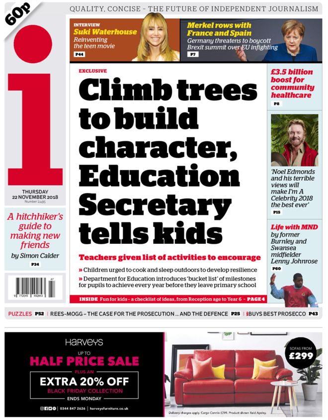 Who else has seen the front page of <a href="/theipaper/">The i Paper</a>? <a href="/DamianHinds/">Damian Hinds</a> 'urges children to cook and sleep outdoors to develop resilience.' That gets our vote! We'll be talking about this at #CLOtCconf today.